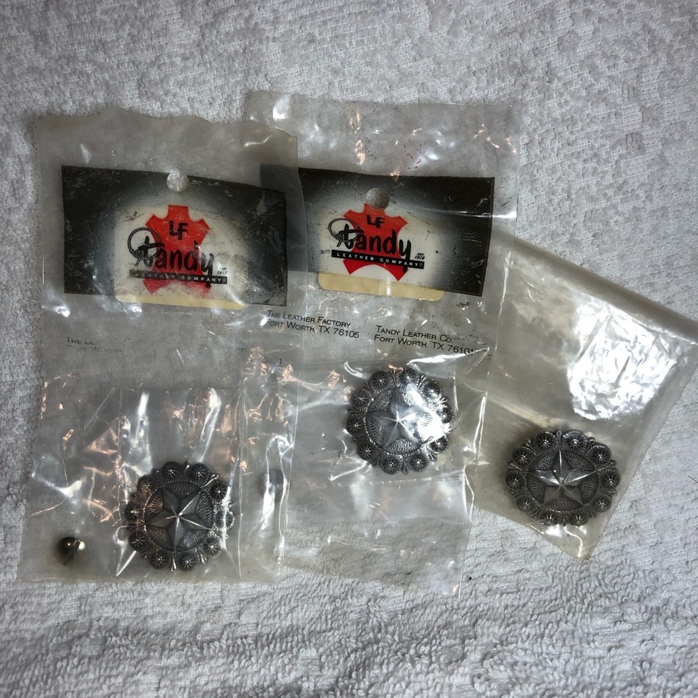 Tandy Leather Starberry conchos 1.25 inch - set of 3 retired design